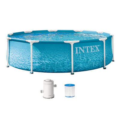 INTEX 28207EP 10Ft X 30In Beachside Metal Frame Above Ground Pool Set w/ Pump
