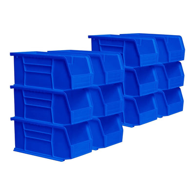 Akro-Mils 12 Pack AkroBins Plastic Storage Bins, Space-Saving Organizers, Blue