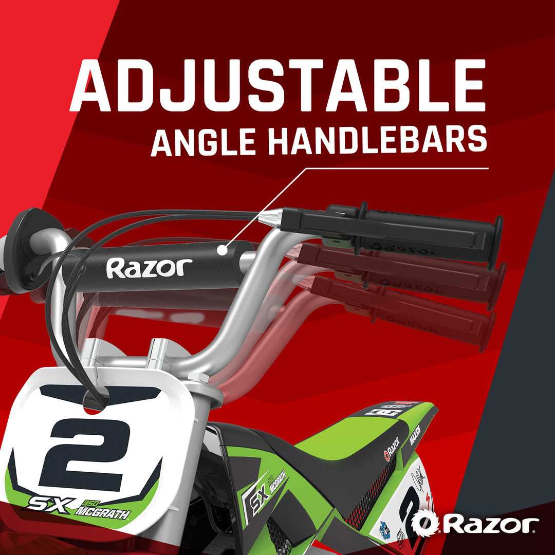 Razor SX350 McGrath Pneumatic Knobby Tires Electric Dirt Rocket Bike, Green - VMInnovations