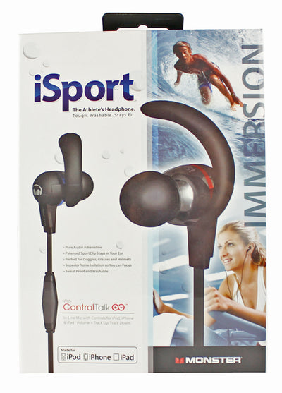 Monster iSport Immersion In-Ear Headphones Earbuds w/ ControlTalk - Black