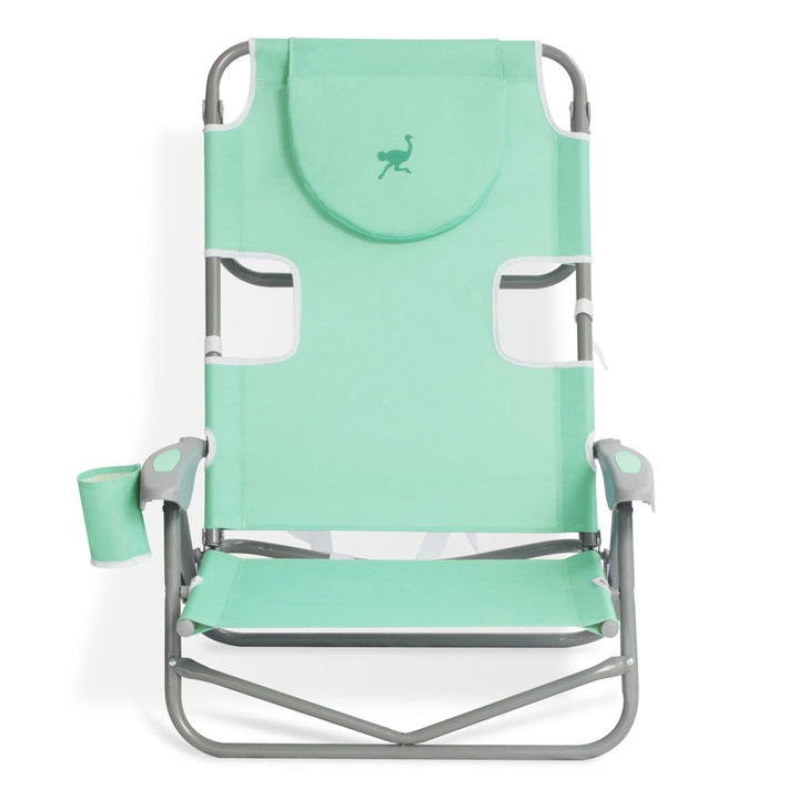 Ostrich On-Your-Back Outdoor Reclining Beach Lounge Pool Camping Chair, Teal