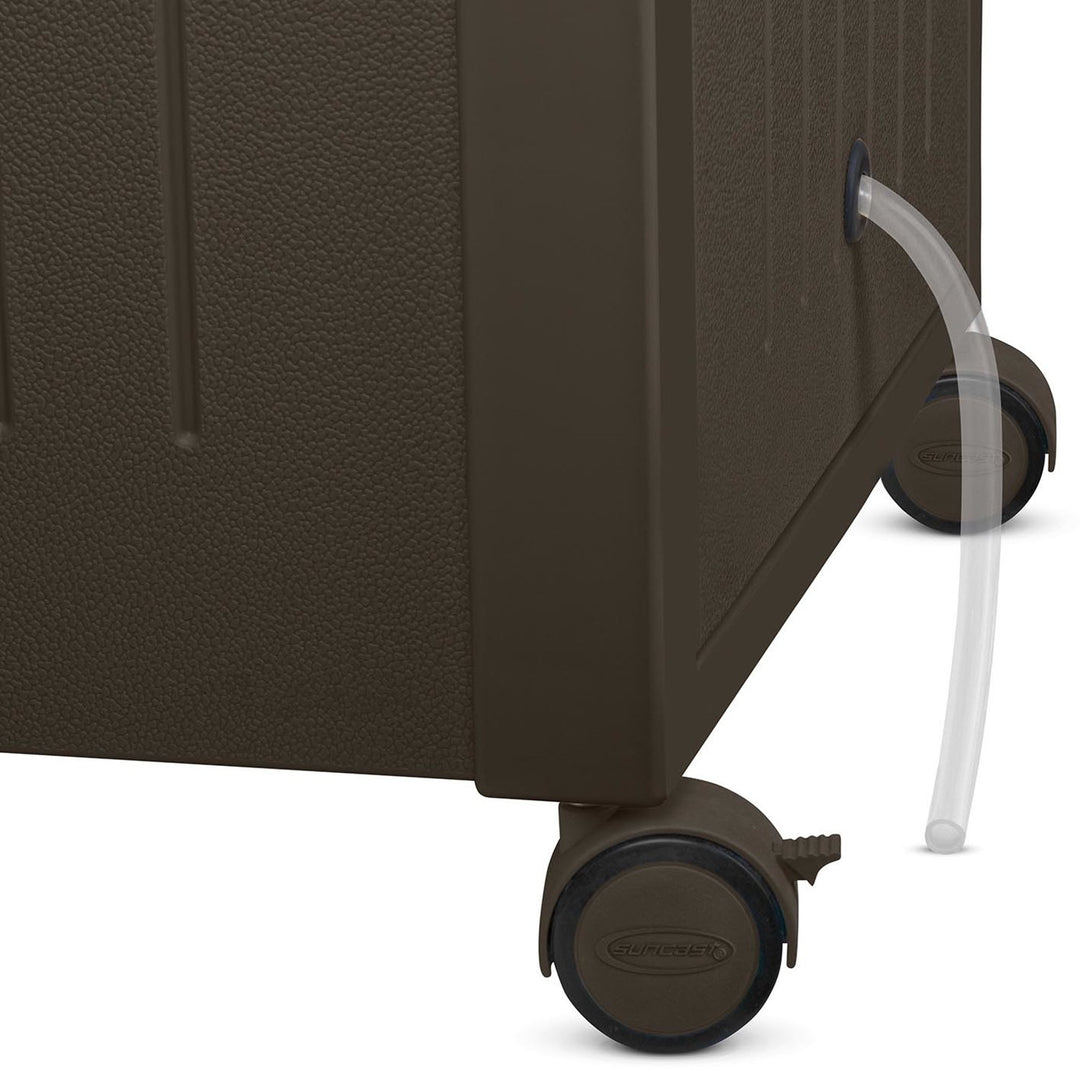 Suncast 77 Quart Patio Cooler w/ Cabinet and Basket w/ Wicker Trash Hideaway