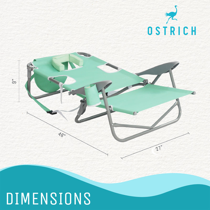 Ostrich On Your Back Folding Reclining Beach Camping Lawn Chair, Teal(For Parts)