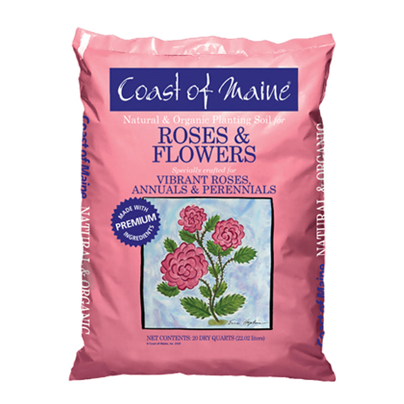 Coast of Maine Organic Potting Soil for Roses and Flowers, 20 Quart Bag (6 Pack)