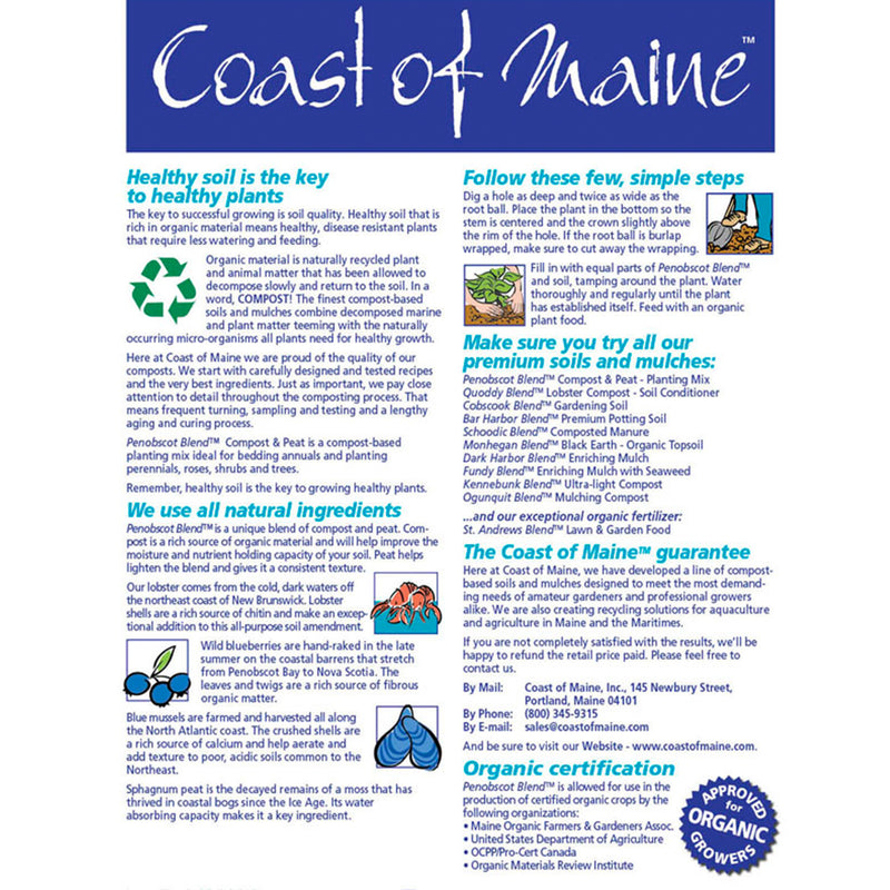 Coast of Maine Compost and Peat Organic Plant Mix, 1 Cubic Foot (10 Pack)