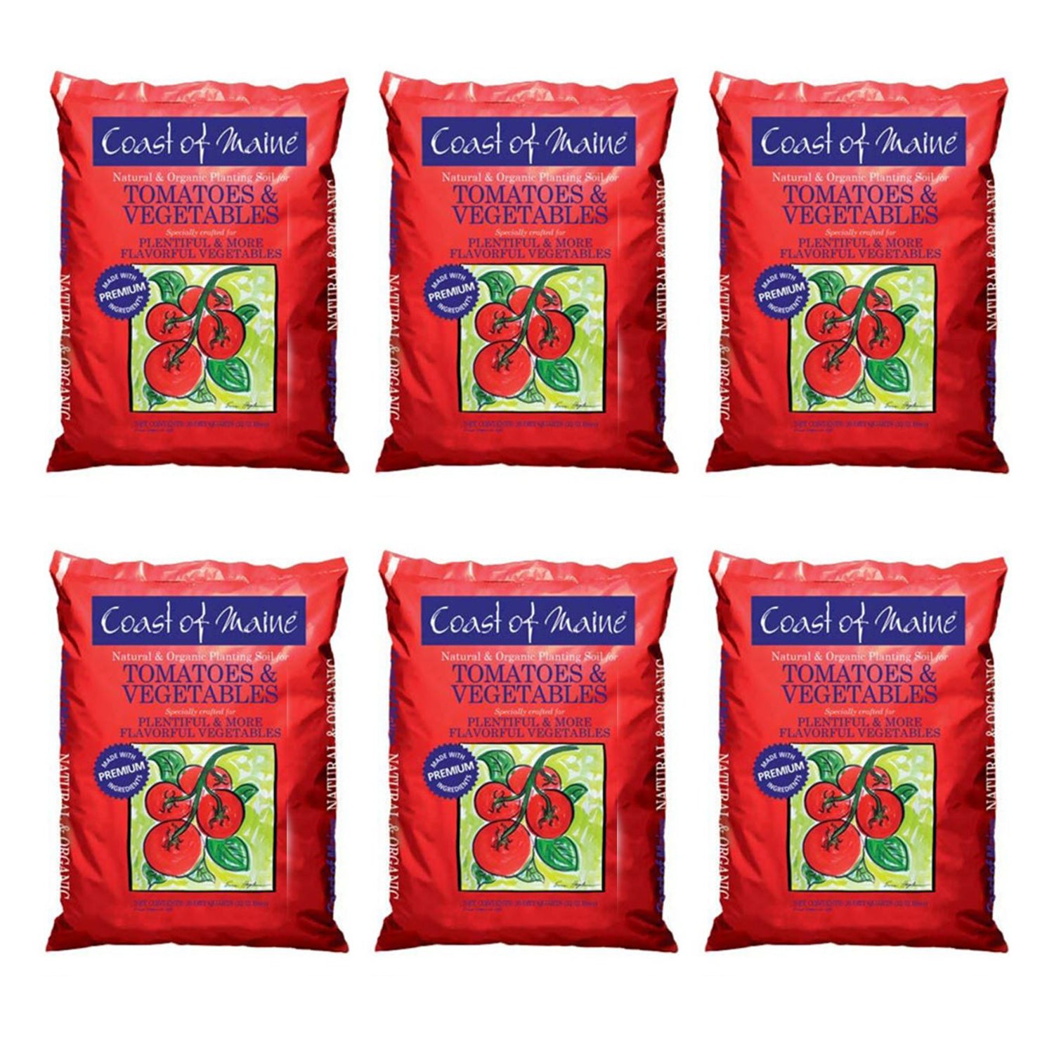 Coast of Maine OMRI Listed Tomato & Vegetable Planting Soil, 20 Qt Bag (6 Pack) - VMInnovations