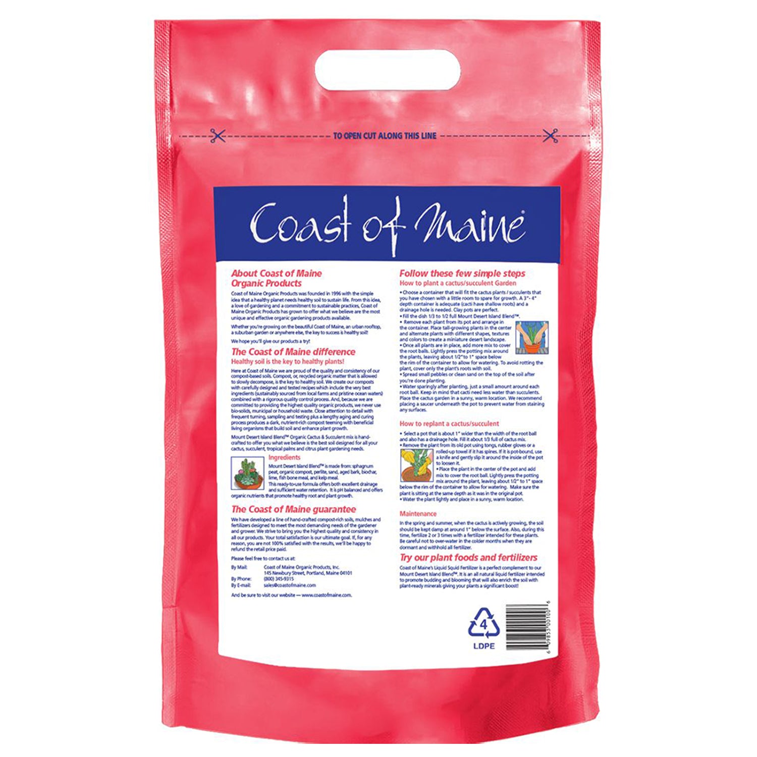 Coast of Maine Mount Desert Organic Cactus Succulent Mix, 8 Quarts (8 Pack) - VMInnovations