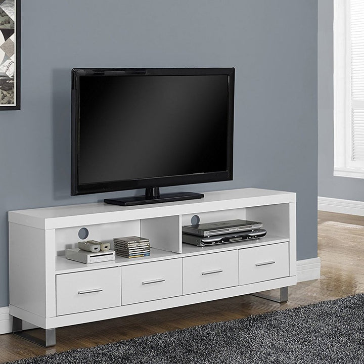 Monarch Contemporary Entertainment Center TV Stand w/ Storage, White (2 Pack)