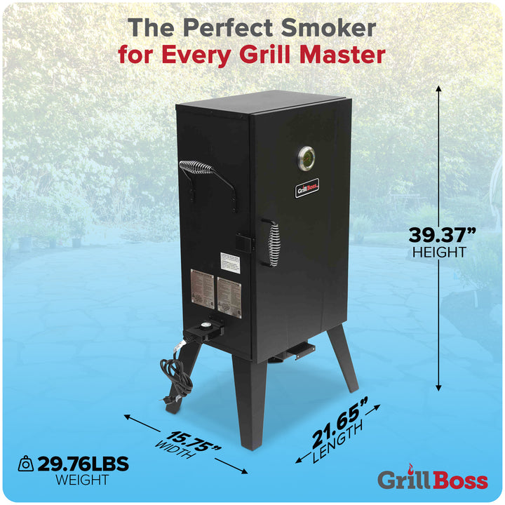 Grill Boss 1500 Watt Electric Vertical Smoker with 531 Sq In Cooking Area, Black