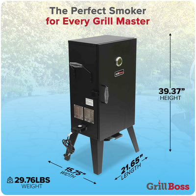 Grill Boss 1500 Watt Electric Smoker w/531 Sq In Cooking Area, Black (Open Box) - VMInnovations