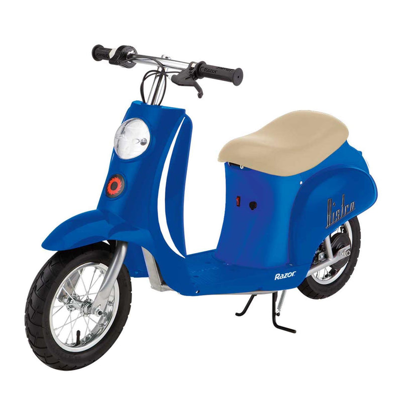 Razor Pocket Mod Miniature Euro 24V Electric Kids Ride On Retro Scooter, Blue