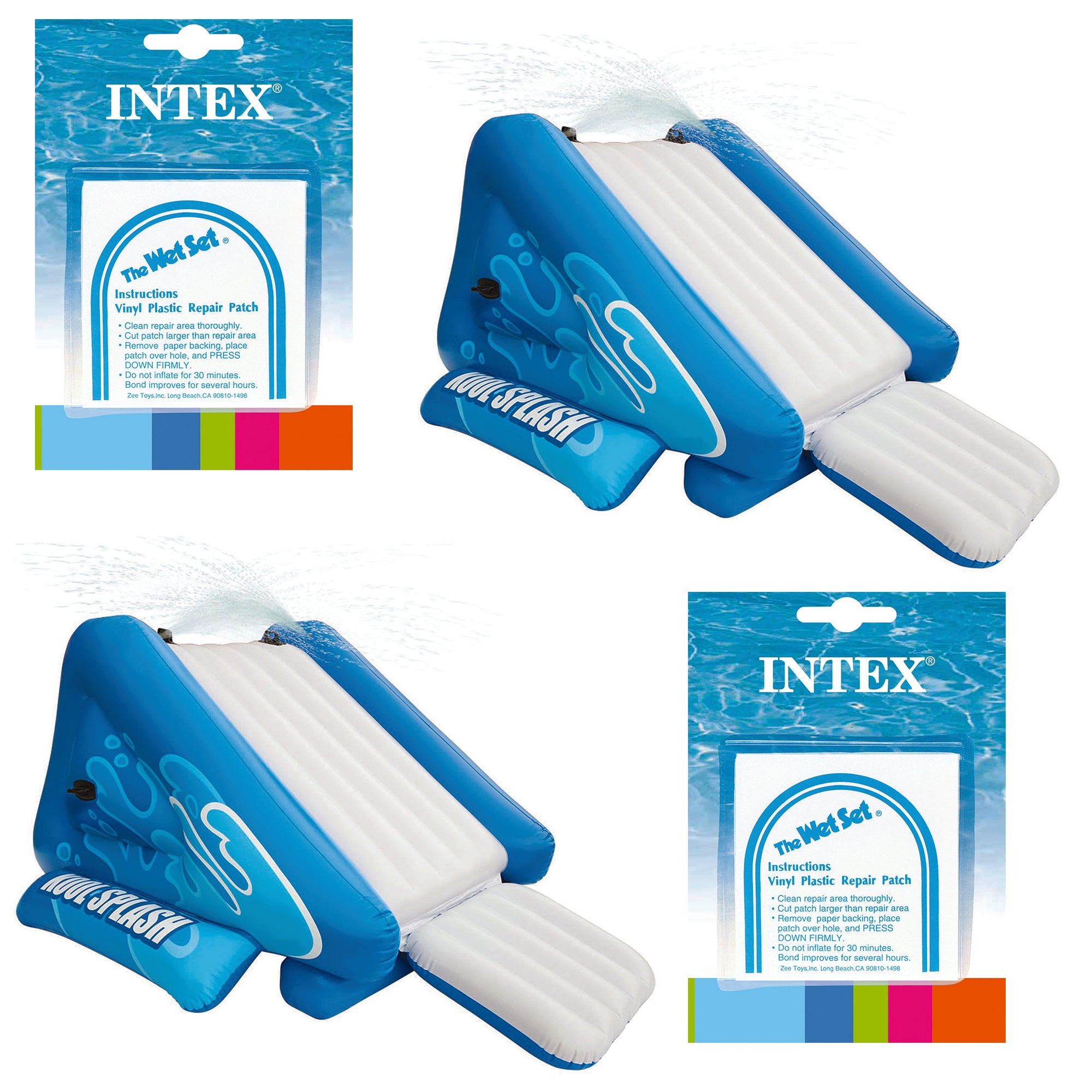 Intex Inflatable Pool Water Slide, Blue (2 Pack) & Intex Repair Kit (2 Pack) - VMInnovations