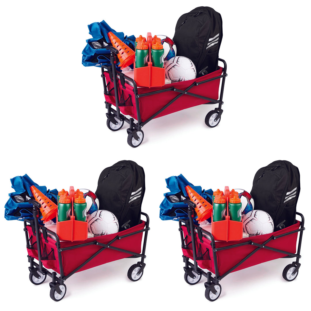 Seina Steel Collapsible Folding Outdoor Portable Utility Cart in Red (3 Pack) - VMInnovations