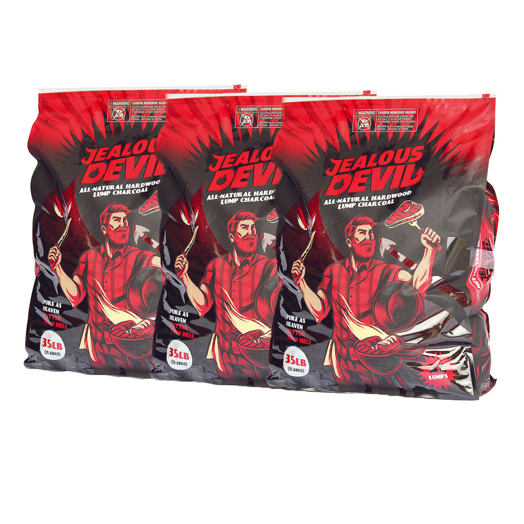 Jealous Devil Natural Hardwood Wood Lump Grill Charcoal, 35 Pounds (3 Pack)