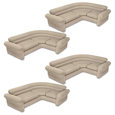 Intex Inflatable Corner Living Room Air Mattress Sectional Sofa, Beige(4 Pack) - VMInnovations