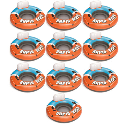 Bestway CoolerZ Rapid Rider Inflatable River Lake Pool Float, Orange (10 Pack)