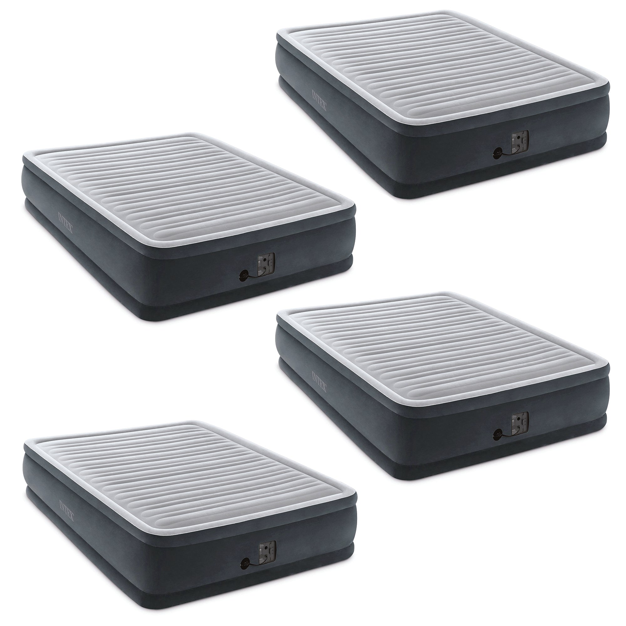 Intex Dura Beam Plus Series Elevated Mattress w/ Built-In Pump, Queen(4 Pack)