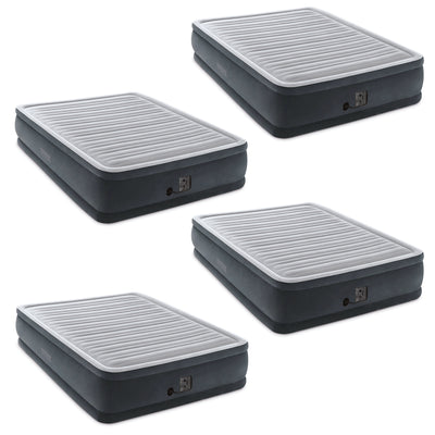 Intex Dura Beam Plus Series Elevated Mattress w/ Built-In Pump, Queen(4 Pack)