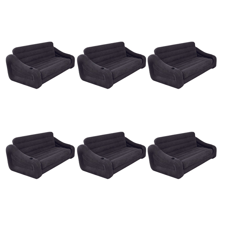 Intex Queen Size Pull Out Futon Sofa Couch Sleep Away Bed, Dark Gray (6 Pack)