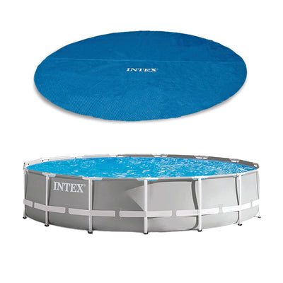 Intex 15 Ft x 42 In Prism Frame Above Ground Pool Set & Intex 15 Ft Round Cover