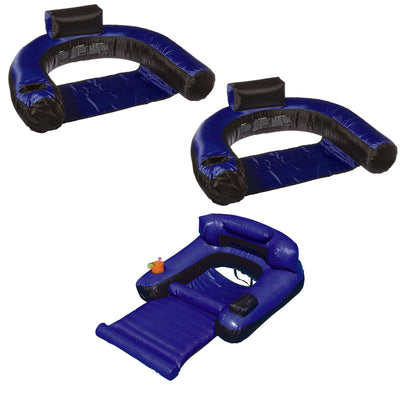 Inflatable Nylon  U-Seat Float (2 Pack) Bundled w/ Inflatable Floating Lounger