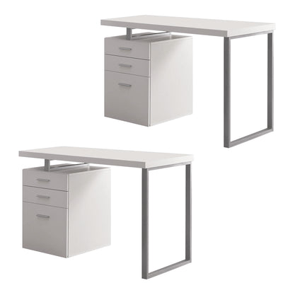 Monarch Specialties 48" Contemporary Reversible Set Up Desk, White (2 Pack)