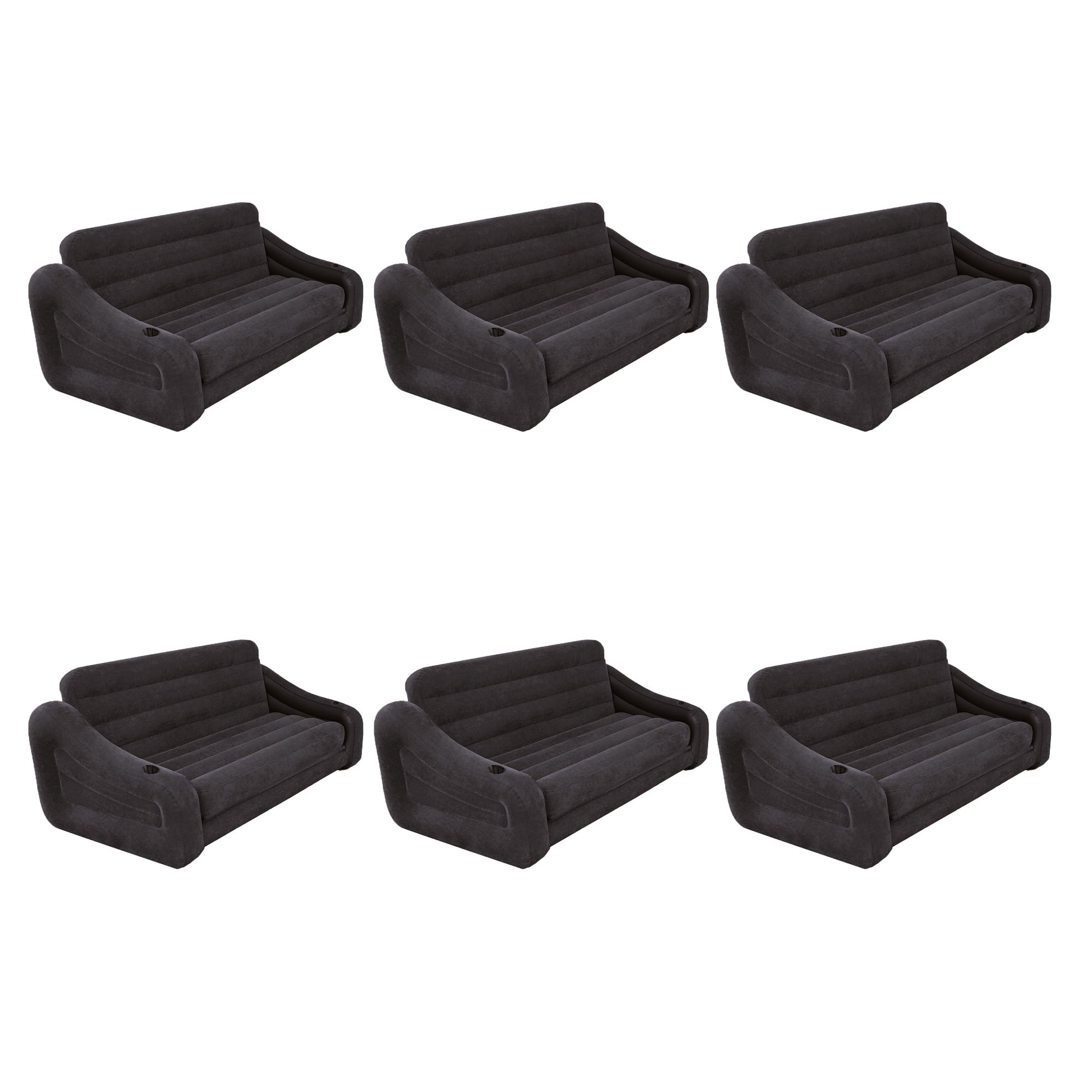 Intex Queen Size Pull Out Futon Sofa Couch Sleep Away Bed, Dark Gray (6 Pack)