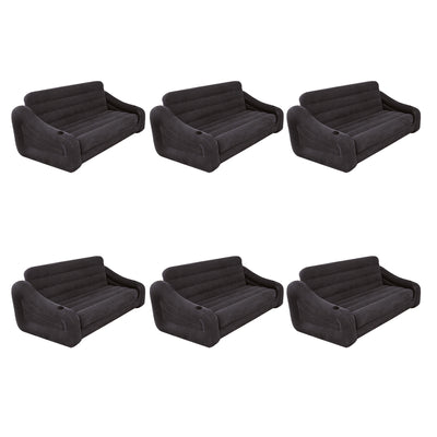Intex Queen Size Pull Out Futon Sofa Couch Sleep Away Bed, Dark Gray (6 Pack)