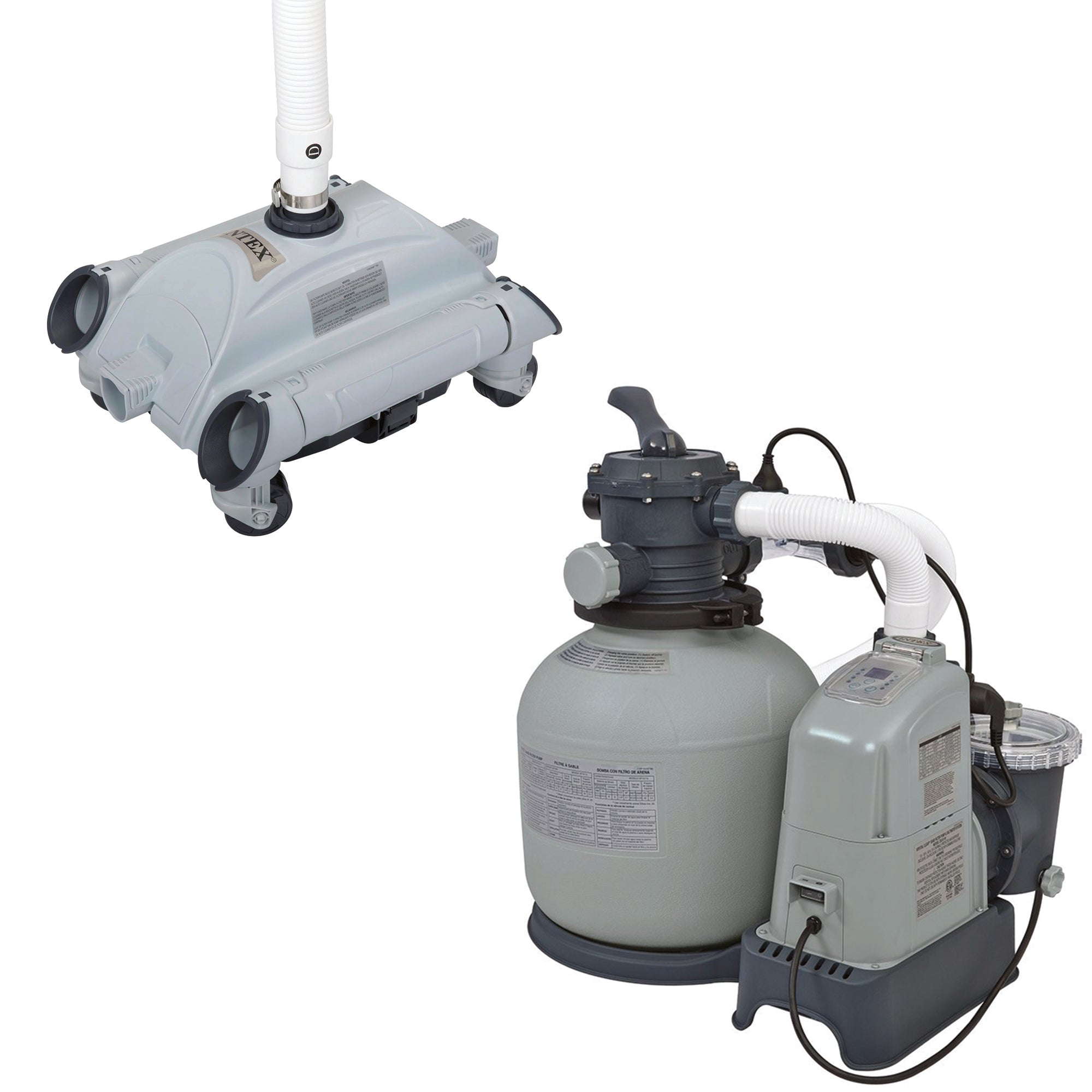 Sand Filter Above Ground Pools Bundled w/Pressure Side Vacuum Cleaner