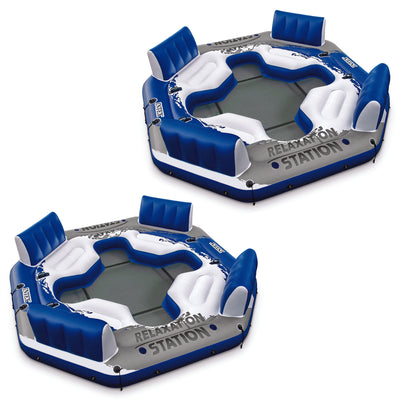 Intex Pacific Paradise 4-Person Relaxation Station Lounge Lake Raft (2 Pack)