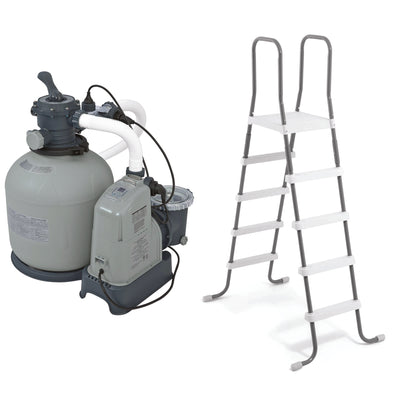 Above Ground Pool Ladder Bundled w/ Saltwater System & Sand Filter Pump Pool Set - VMInnovations