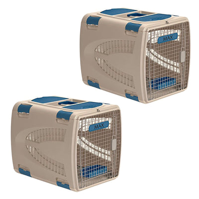 Suncast Deluxe Small Animal Air or Car Travel Pet Carrier w/ Food & Water Tray (2 Pack) - VMInnovations