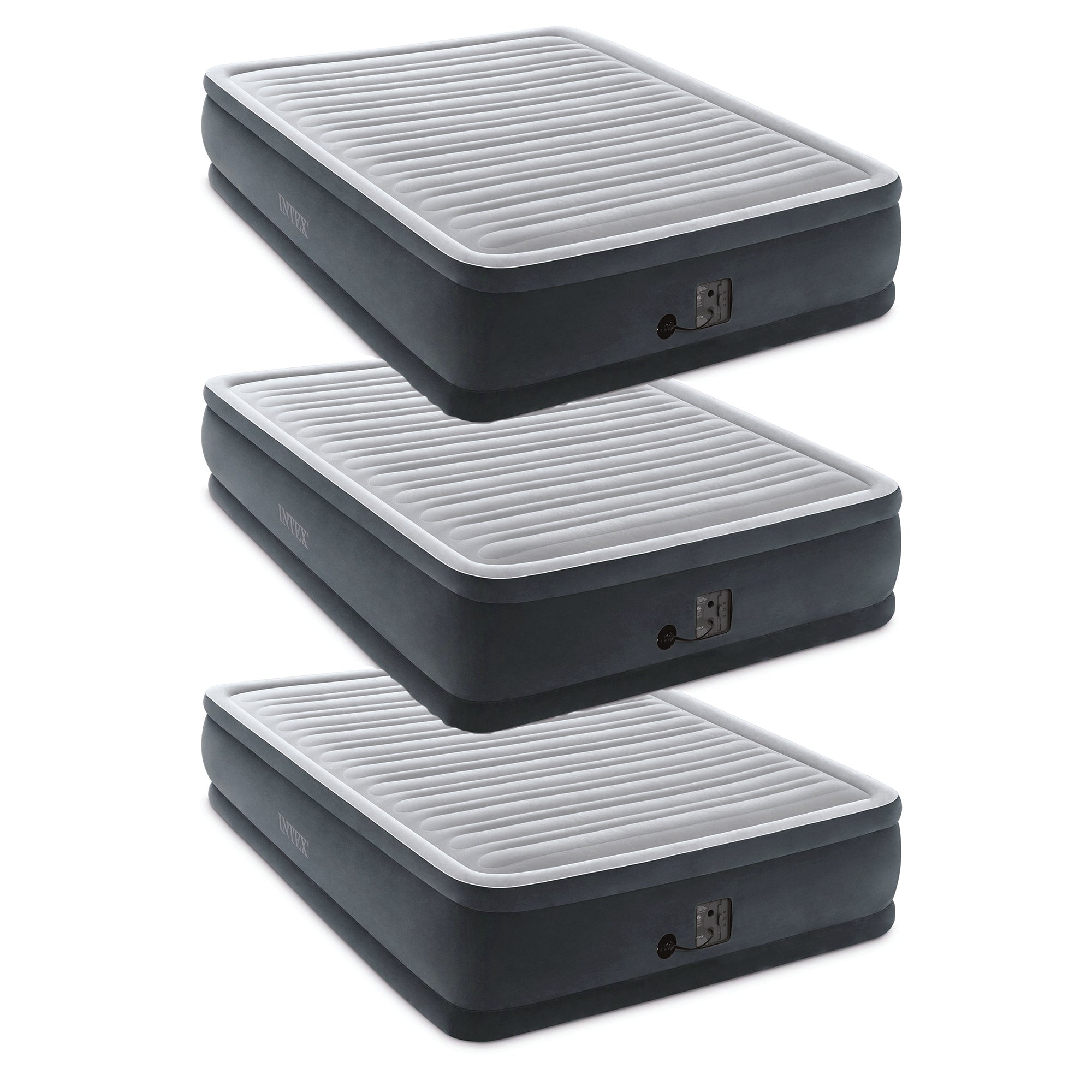 Intex Dura Beam Plus Series Elevated Airbed w/ Built-In Pump, Queen(3 Pack)