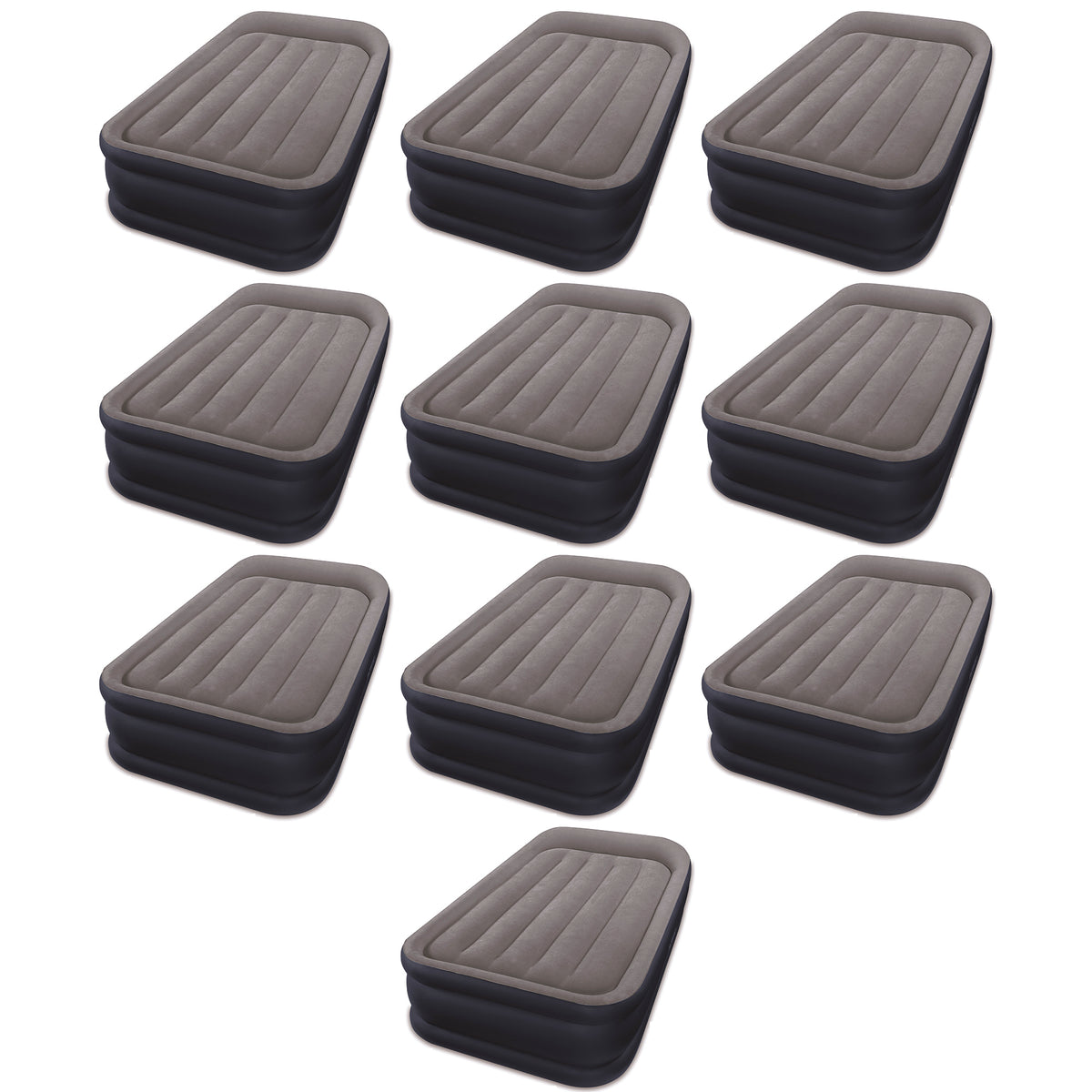 Intex Dura Beam Deluxe Pillow Rest Twin Raised Airbed w/ Built in Pump (10 Pack)