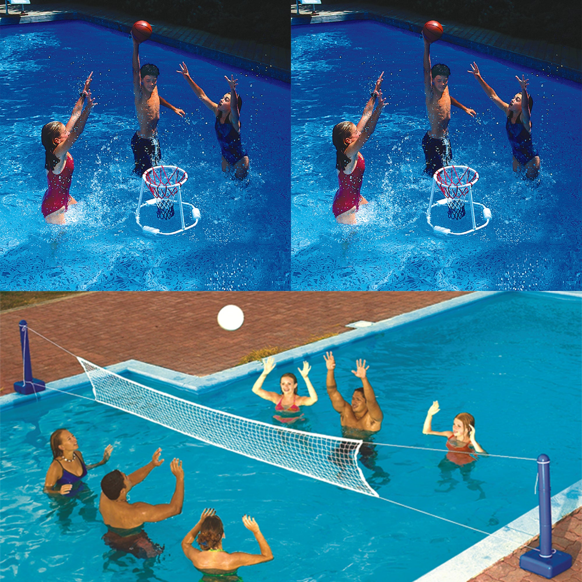 Swimline Volleyball Game w/ Swimline Hoops Floating Basketball Game (2 Pack)