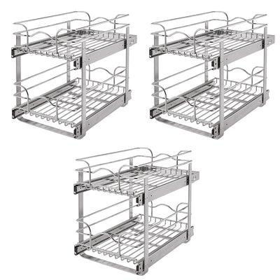 Rev-A-Shelf 12" Wide 18" Deep Base Kitchen Cabinet 2 Tier Wire Basket (3 Pack)