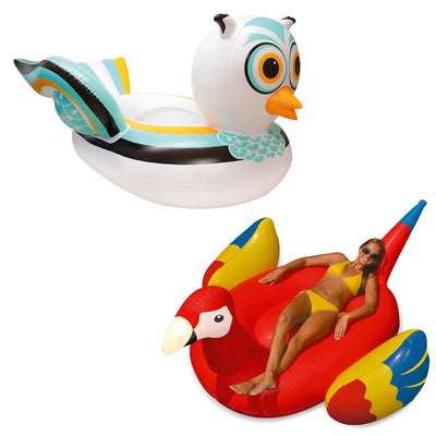 Pool Giant Owl Inflatable Bundled w/ Giant Tropical Parrot Inflatable Float