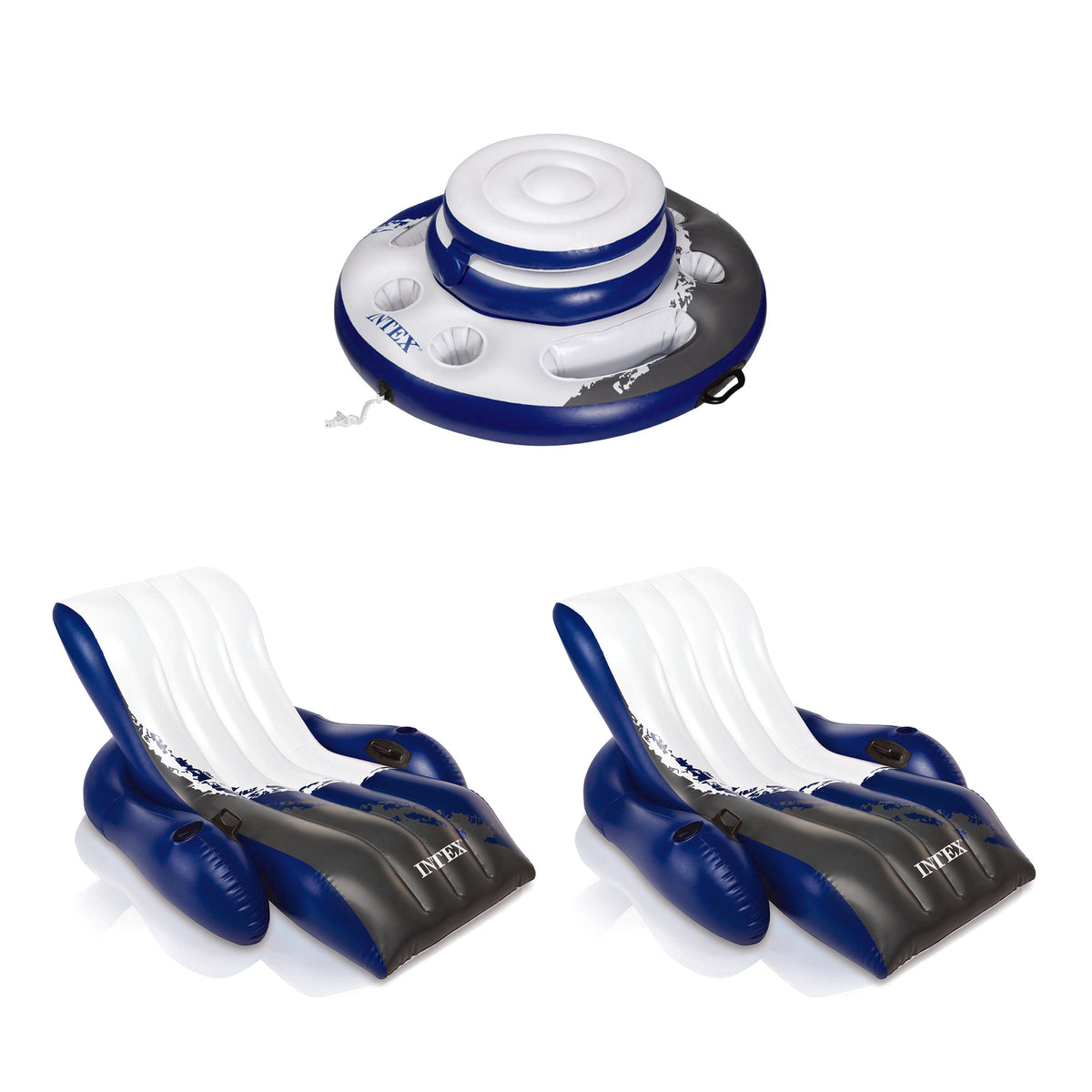 Pool Inflatable Floating Cooler Bundled w/ Inflatable Floating Tube (2 Pack)