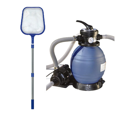 HydroTools Telescopic Leaf Skimmer Net Bundled w/ Pool Sand Filter Pump System - VMInnovations