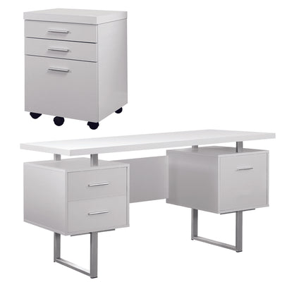 Monarch 60 Inch Office Computer Desk w/ Filing Drawer & 3 Drawer Filing Cabinet