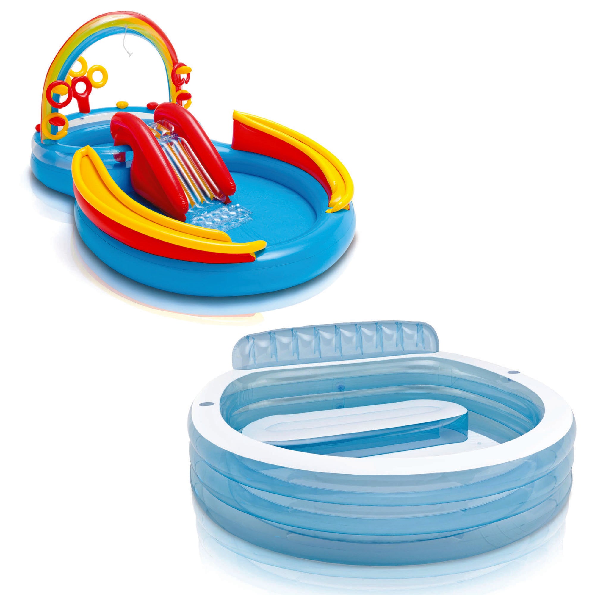 Intex Swim Center Inflatable Pool with Intex Inflatable Rainbow Play Center - VMInnovations