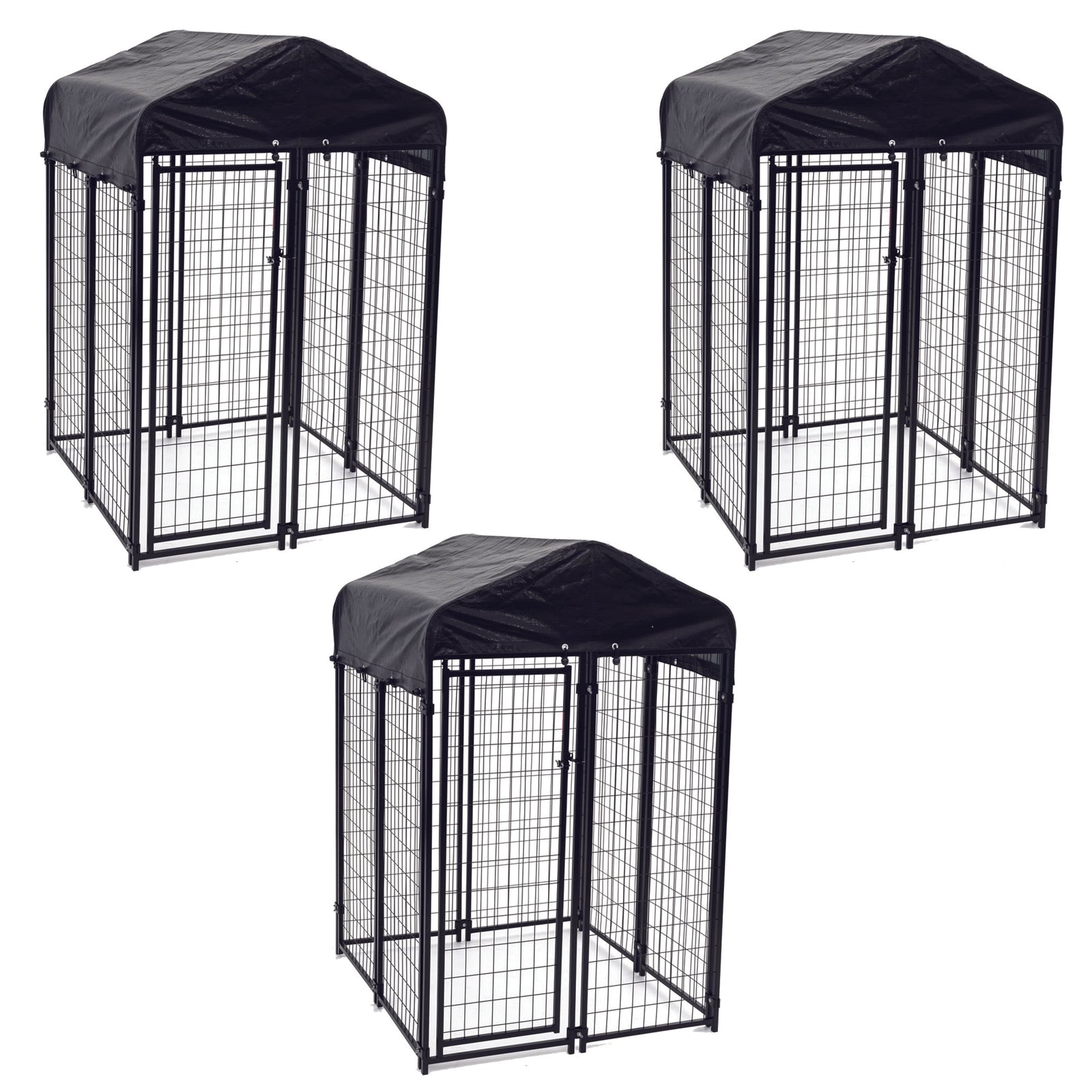 Lucky Dog Uptown Outdoor Covered Kennel Heavy Duty Dog Cage Pen (3 Pack) - VMInnovations