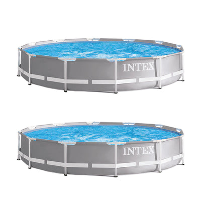 Intex 12 Ft x 30 In Durable Prism Steel Frame Above Ground Swimming Pool(2 Pack)