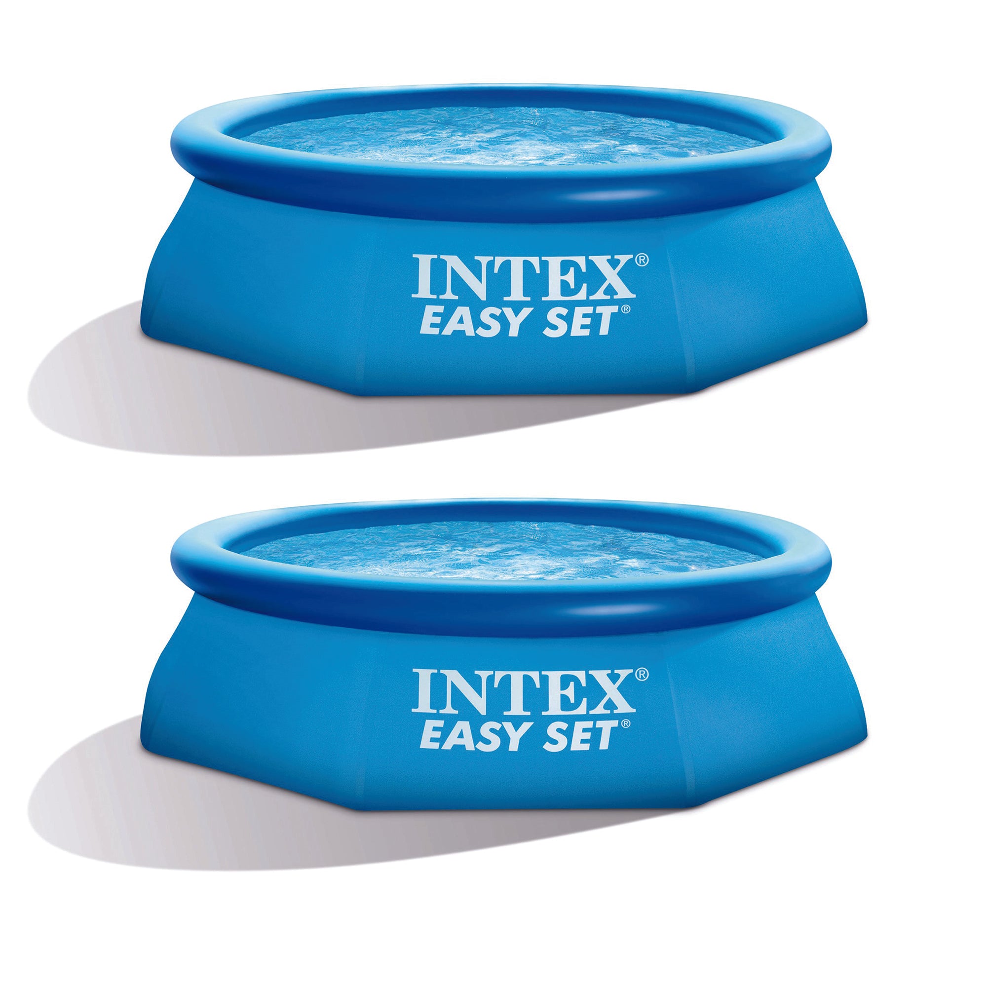 Intex 8ft x 2.5ft Easy Set Inflatable Swimming Pool w/Filter Pump, Blue (2 Pack)