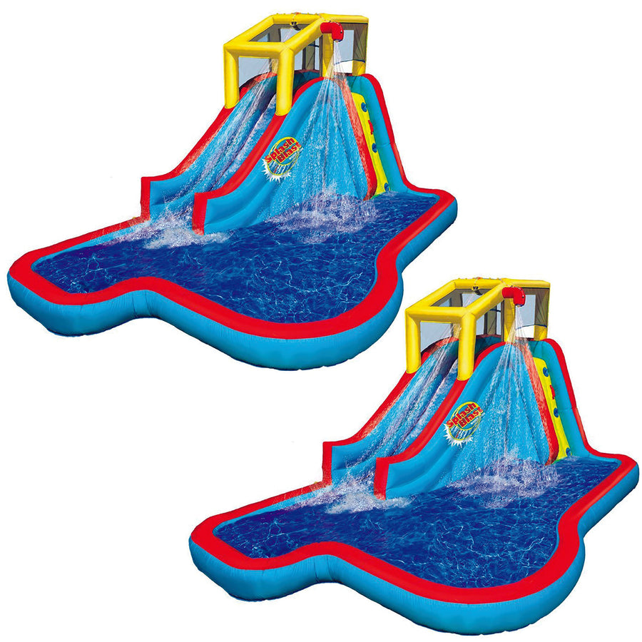 Banzai Slide N Soak Splash Park Inflatable Outdoor Kids Play Center (2 Pack) - VMInnovations