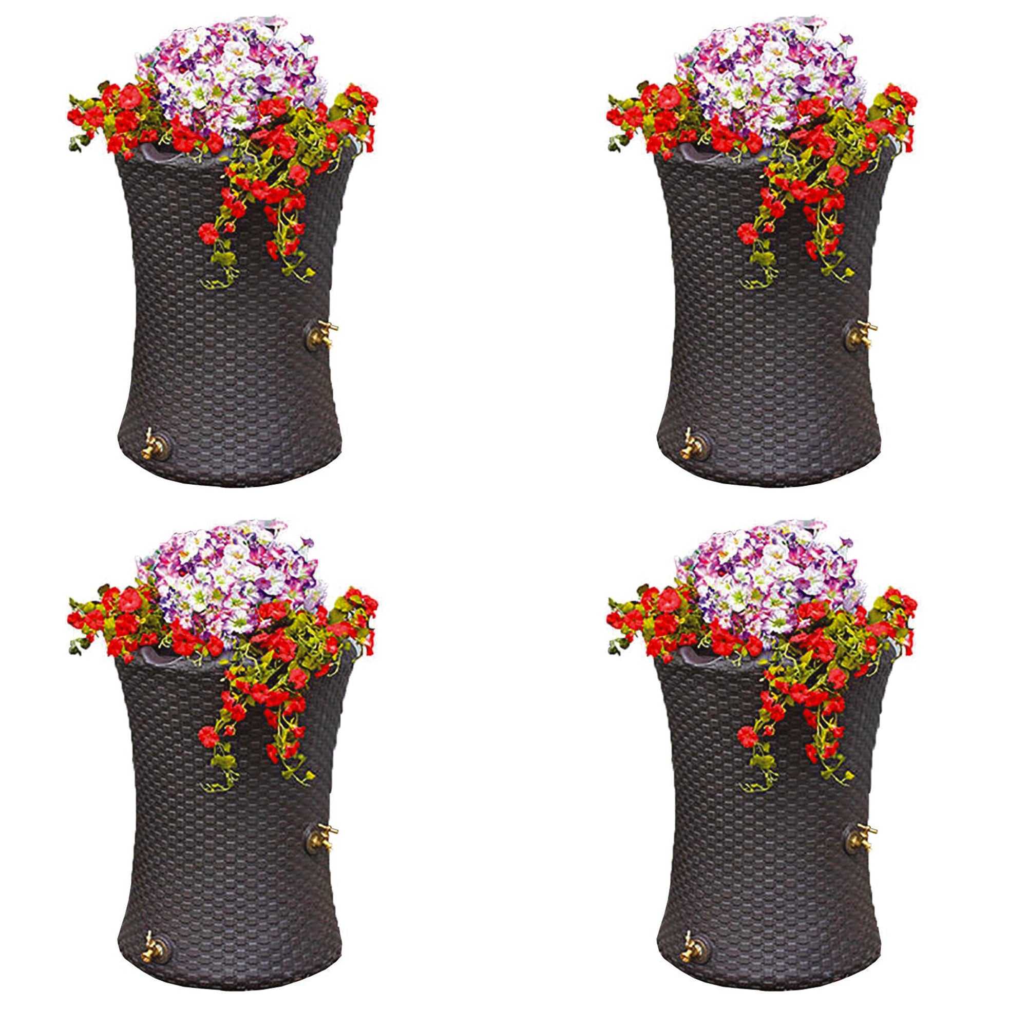 Good Ideas Impressions 50 Gallon Nantucket Rain Barrel Planter, Brown (4 Pack)