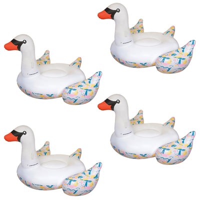 Swimline Giant Inflatable Ride On Swan Swimming Pool Water Float Raft (4 Pack)