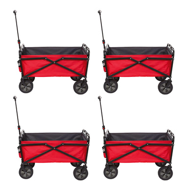 Seina 150 Pound Capacity Portable Folding Outdoor Garden Cart, Red (4 Pack)