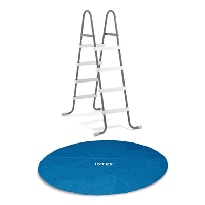 Intex Steel Frame Above Ground Pool Ladder & Intex 12-Ft Solar Pool Cover Tarp