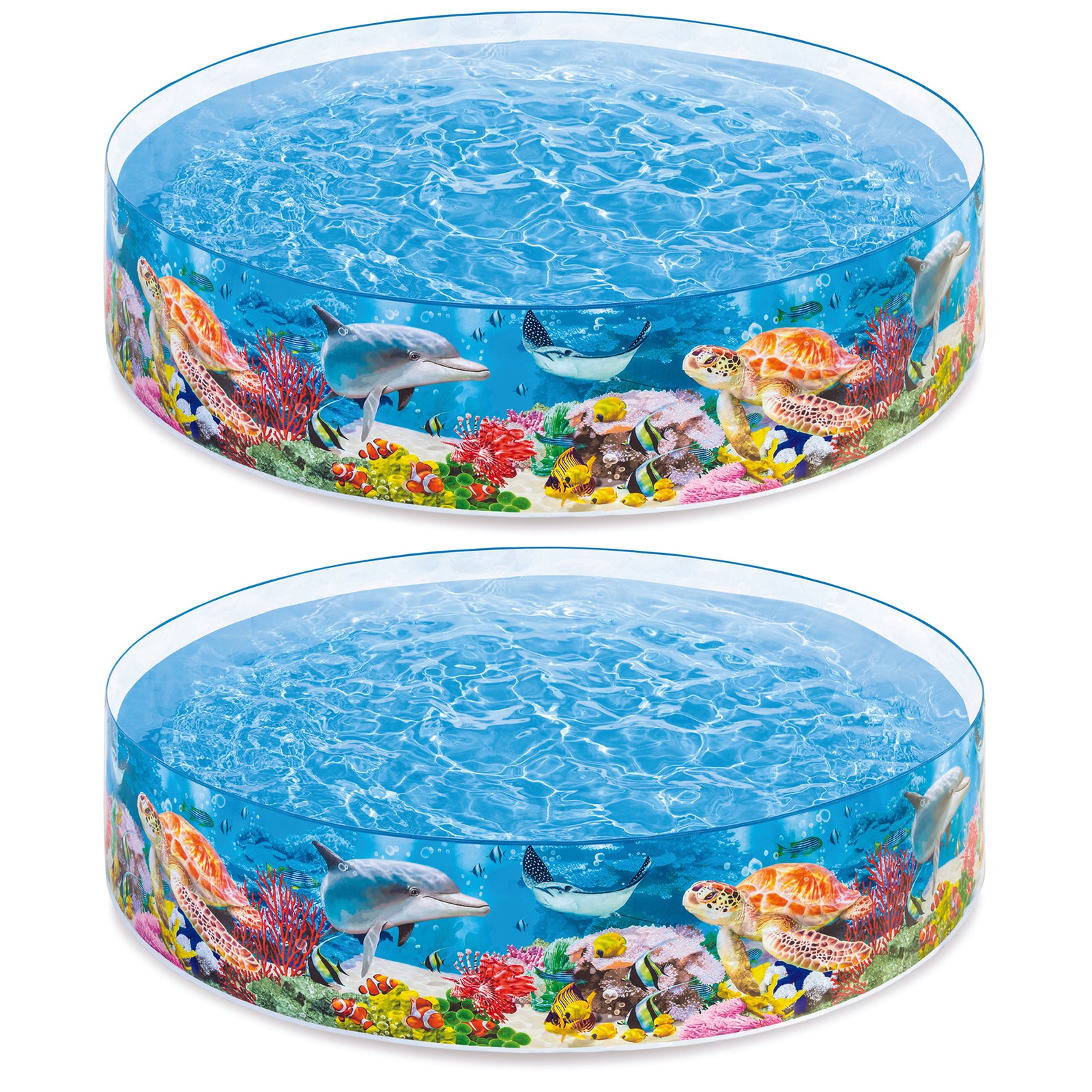 Intex SnapSet Kiddie 8 x 8 Foot Instant Swimming Pool, Deep Sea Blue (2 Pack) - VMInnovations
